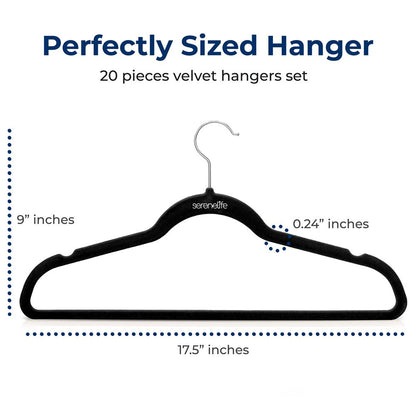 20 Pack Velvet Hangers - Non-Slip, Space-Saving, 360¬8 Swivel Hook