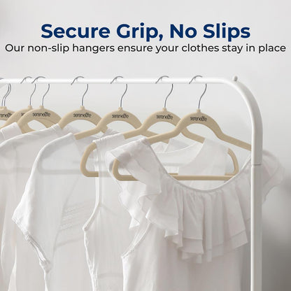 Velvet Hangers 30-Pack, Non-Slip, Space-Saving, 360° Swivel, Ivory
