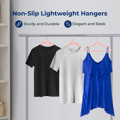 30 Pack Velvet Hangers - Non-Slip, Space-Saving, 360° Swivel, Pink