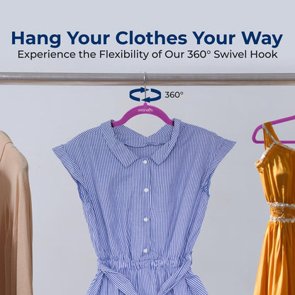 200 Velvet Hangers Non-Slip Space-Saving 360° Swivel Hook Purple