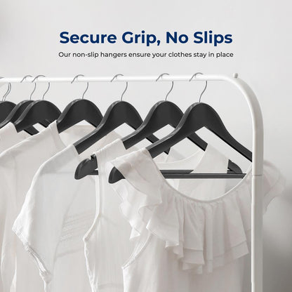 80 Pack Wooden Coat Hangers - Durable, Space-Saving, 360° Swivel Hook
