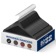80 Pack Wooden Coat Hangers - Durable, Space-Saving, 360° Swivel Hook