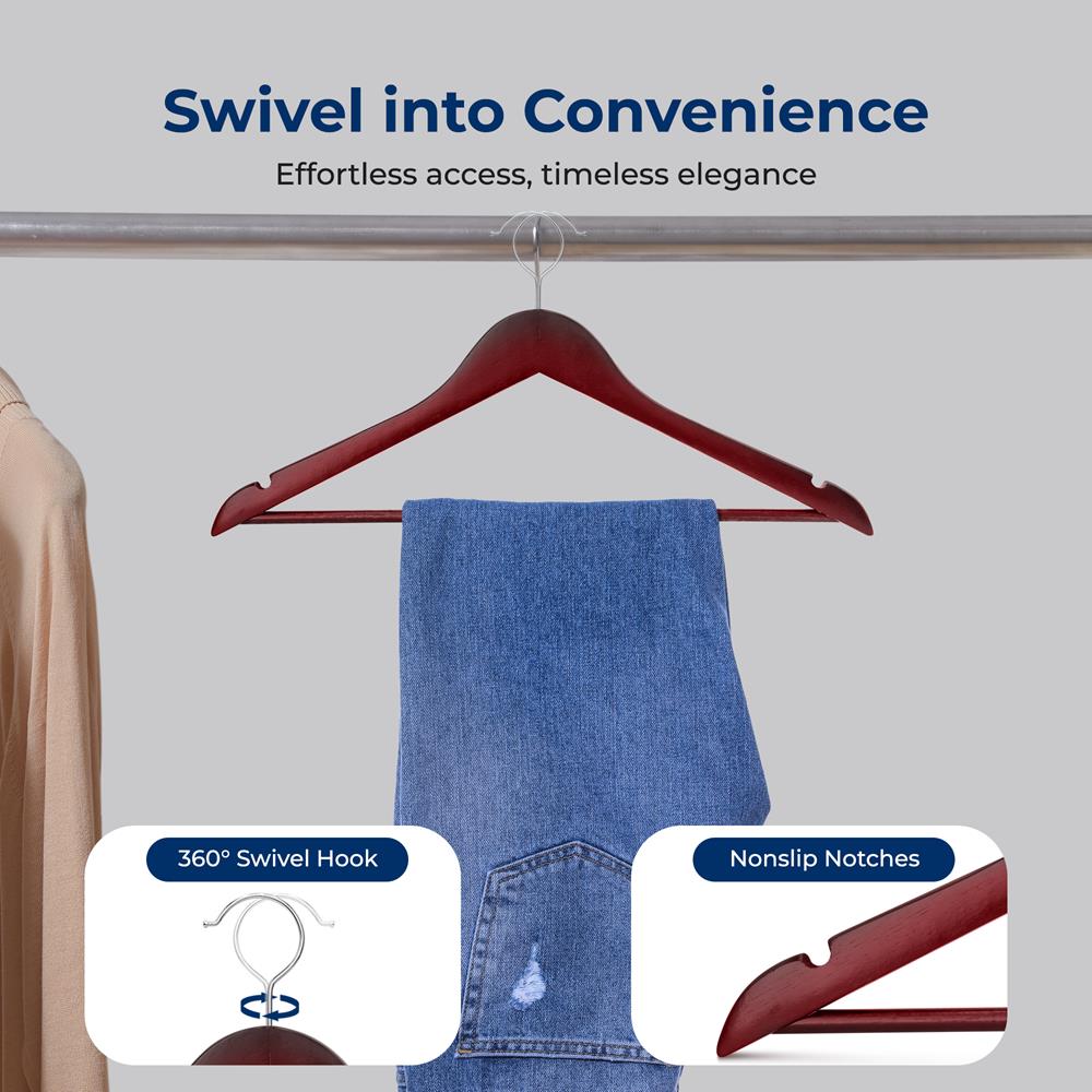 product image number 6 for SereneLife Non-Slip Wooden Hangers