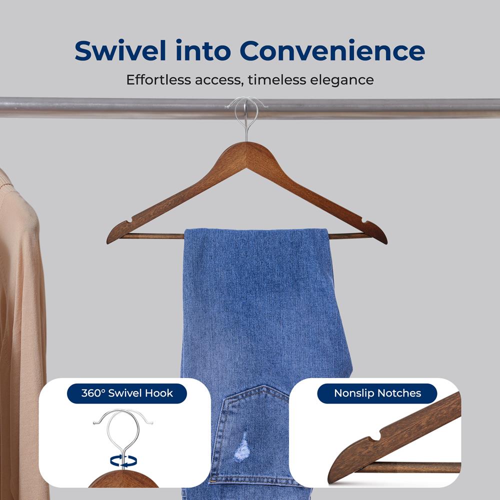 product image number 6 for SereneLife Non-Slip Wooden Hangers
