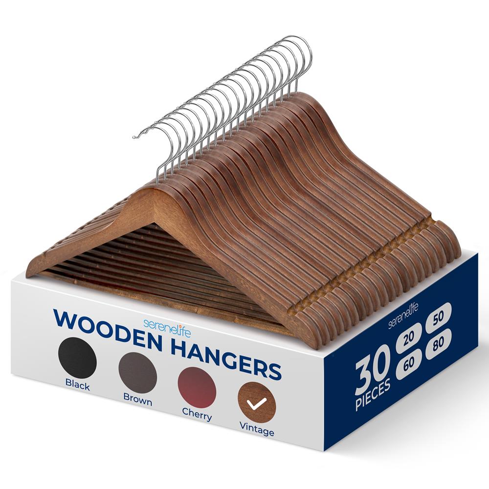product image number 1 for SereneLife Non-Slip Wooden Hangers