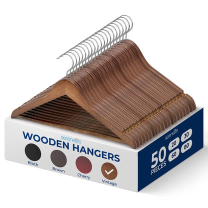 product image number 1 for SereneLife Non-Slip Wooden Hangers