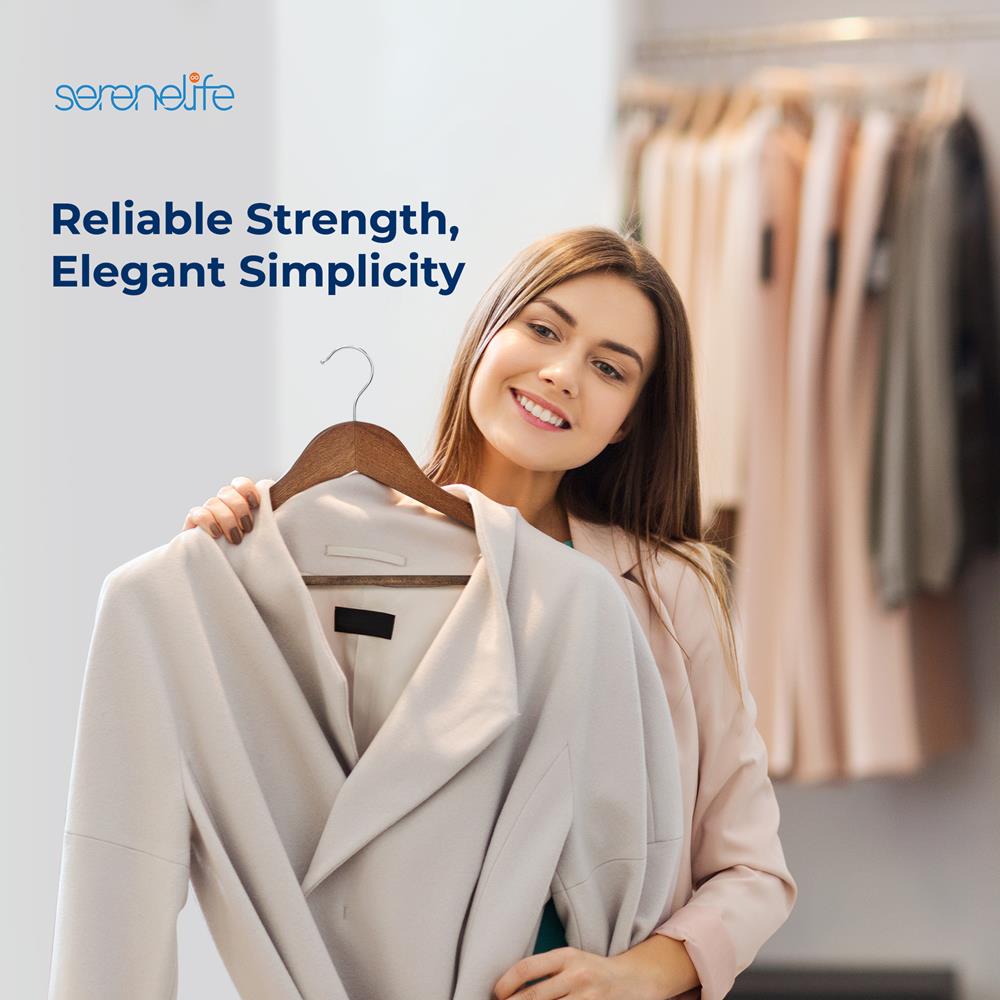 product image number 7 for SereneLife Non-Slip Wooden Hangers