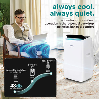 Portable Inverter AC 10300 BTU WiFi Quiet Cooling/Heating White