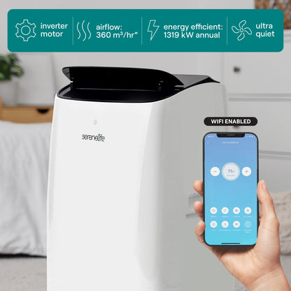 Portable Inverter AC 10300 BTU WiFi Quiet Cooling/Heating White