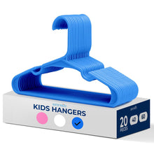 20 Pack Non-Slip Kids Hangers - Space-Saving, Durable Plastic, Blue