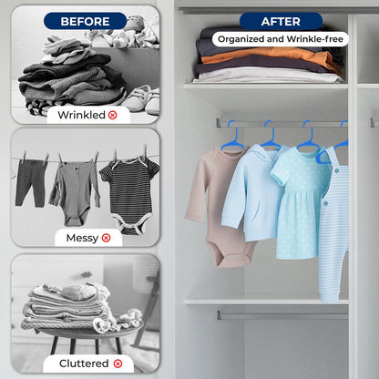 20 Pack Non-Slip Kids Hangers - Space-Saving, Durable Plastic, Blue