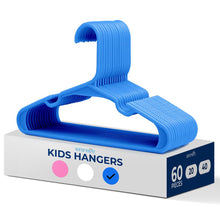 Plastic Kids Hangers 60-Pack, Non-Slip, Space-Saving, Blue