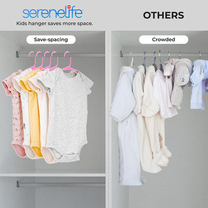 40 Pack Non-Slip Kids Hangers - Space-Saving, Durable, Pink