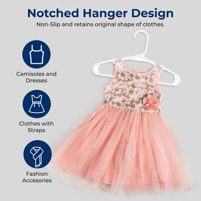 Plastic Kids Hangers 60-Pack Non-Slip Space-Saving Design White