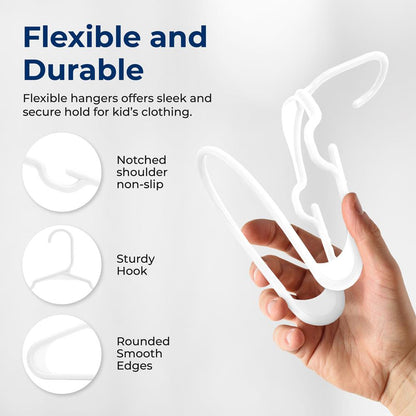Plastic Kids Hangers 60-Pack Non-Slip Space-Saving Design White