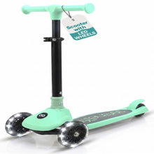 3-Wheel Kids Scooter, Foldable, LED Wheels, Lean-to-Steer, Mint Green
