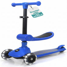 3-Wheel Foldable Kids Scooter - Child Toy Scooter With Built-In Led Wheel Lights, Foldable Seat, And Easy Maneuvering Lean-To-Steer Technology (Blue)