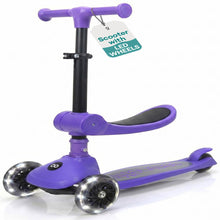 3-Wheel Foldable Kids Scooter - Child Toy Scooter With Built-In Led Wheel Lights, Foldable Seat, And Easy Maneuvering Lean-To-Steer Technology (Purple)