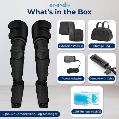 Air Compression Leg Massager, Pain Relief, Heat & 6 Modes, Soccer Leather