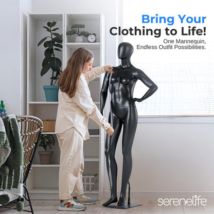 Female Mannequin Dress Form, Realistic Face, Flexible Limbs, 68.9"