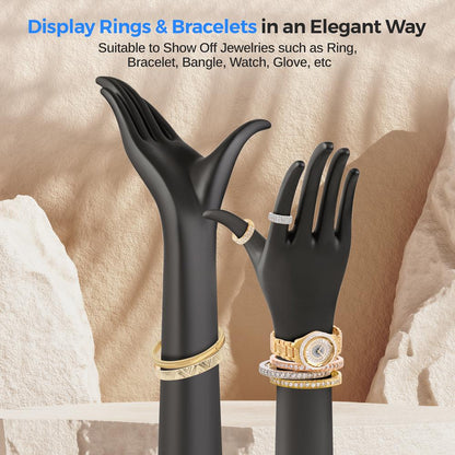 Jewelry Display Hand Holder, Elegant 18.5" Mannequin, Sturdy PP+Metal