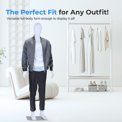 Male Mannequin Full Body Stand, Adjustable Limbs, Durable Metal Base