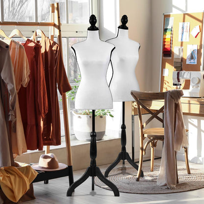 Female Dress Form Mannequin, Adjustable Height, Foam Torso, White