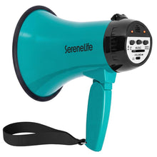Serenelife 20W Rechargeable Megaphone With Mic, Music & Siren Modes, Usb-C Charging, Ergonomic Foldable Handle (Teal)