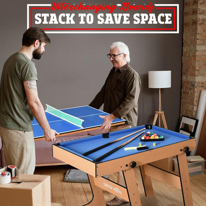 5-in-1 Folding Game Table, Space-Saving Design, Wood Construction