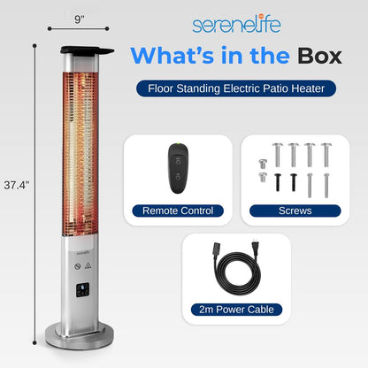 900W Outdoor Electric Patio Heater, Infrared Heat, Aluminum Reflector, Waterproof