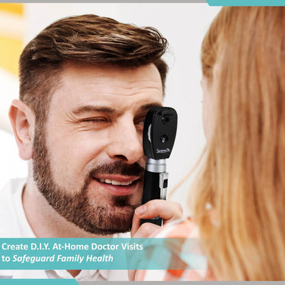 2-in-1 Ophthalmoscope & Otoscope Set, LED Light, Washable Tips, Portable