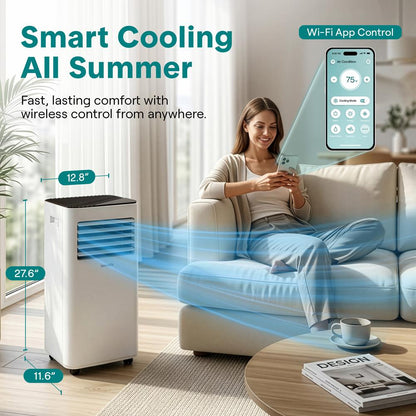 Portable Air Conditioner 10,000 BTU WiFi Control, Dehumidifier, White