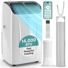 Serenelife Portable Air Conditioner With Wi-Fi Function - 14,000 Btu Cooling (Ashrae), Compact Unit With Dehumidifier & Fan Modes, Includes Window Mount Kit (Gray)