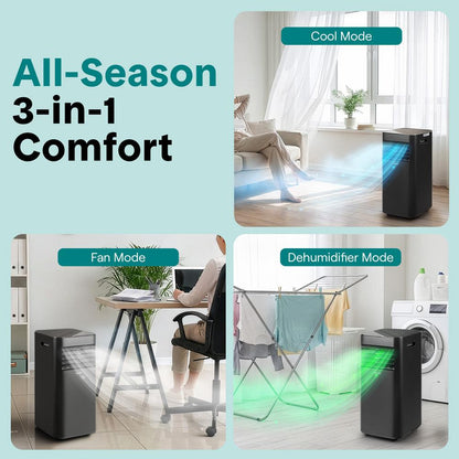 Portable Air Conditioner 8000 BTU Efficient Cooling Dehumidifier White
