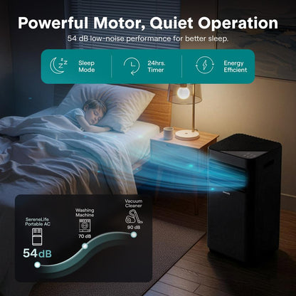 Portable Air Conditioner 8000 BTU Efficient Cooling Dehumidifier White