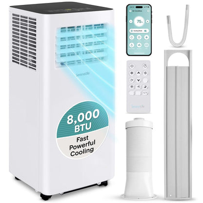 Portable Air Conditioner 8,000 BTU WiFi Dehumidifier, Remote, White