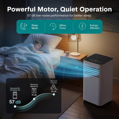 Portable Air Conditioner 8,000 BTU WiFi Dehumidifier, Remote, White