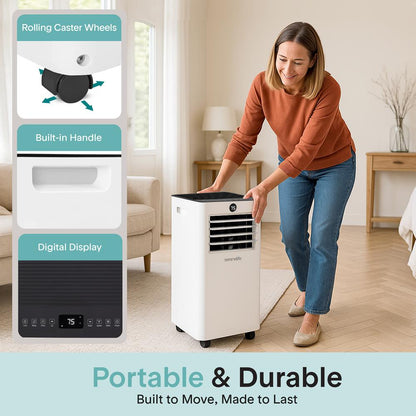 Portable Air Conditioner - 8000 Btu (Ashrae) Compact Cooling Unit With Window Mount Kit For Home Use (White)