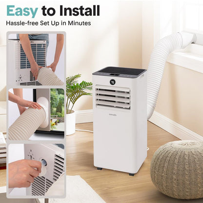 Portable Air Conditioner - 8000 Btu (Ashrae) Compact Cooling Unit With Window Mount Kit For Home Use (White)