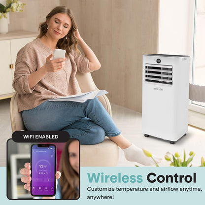 Portable Air Conditioner - 8000 Btu Cooling Capacity (Ashrae) Compact Home A/C Cooling Unit Only With Wifi Function, Includes Window Mount Kit (White)