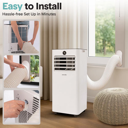 Portable Air Conditioner - 8000 Btu Cooling Capacity (Ashrae) Compact Home A/C Cooling Unit Only With Wifi Function, Includes Window Mount Kit (White)