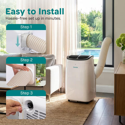 Serenelife Portable Air Conditioner With Wi-Fi Function - 8,000  Btu Cooling (Ashrae), Compact Unit With Dehumidifier & Fan Modes, Includes Window Mount Kit (Gray)