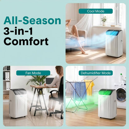 Serenelife Portable Air Conditioner And Heater With Wi-Fi Function - 12,000 Btu Cooling (Ashrae), Compact Unit With Dehumidifier & Fan Modes, Includes Window Mount Kit (Gray)