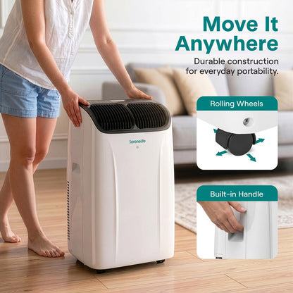 Serenelife Portable Air Conditioner And Heater With Wi-Fi Function - 12,000 Btu Cooling (Ashrae), Compact Unit With Dehumidifier & Fan Modes, Includes Window Mount Kit (Gray)