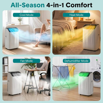 Serenelife Portable Air Conditioner With Wi-Fi Function - 14,000 Btu Cooling (Ashrae), Compact Unit With Dehumidifier & Fan Modes, Includes Window Mount Kit (Gray)