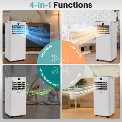 Portable AC & Heater 10,000 BTU Efficient Cooling, Remote, Gray