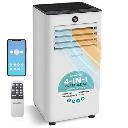 Portable AC & Heater 8000 BTU, WiFi, 300 Sq. Ft. Coverage, White