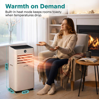 Portable AC & Heater 10,000 BTU WiFi, Dehumidifier, Remote, Gray