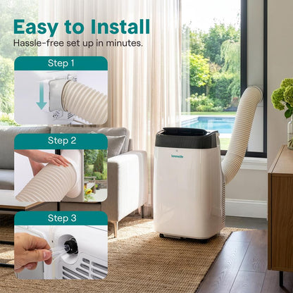 Serenelife Portable Air Conditioner With Wifi – 8,000 Btu Compact Home Ac Cooling Unit With Built-In Dehumidifier & Fan Modes, Includes Window Mount Kit (White)