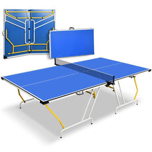 Folding Ping Pong Table Set, Space-Saving MDF, Blue